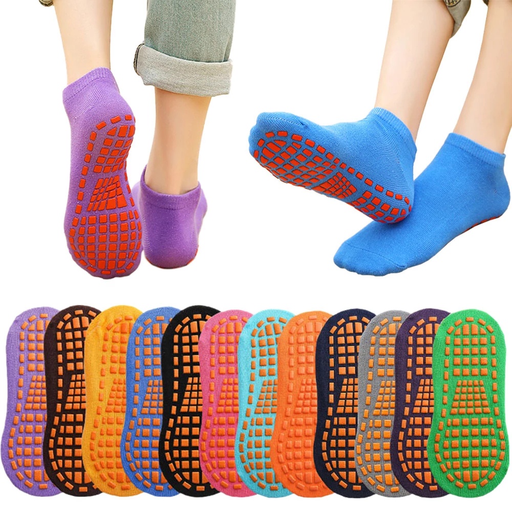 1Pair Cotton Trampoline Socks Unisex Adult Child Anti Skid Floor Socks  Comfortable Wear Anti-Slip Sports Yoga Socks Foot Massage