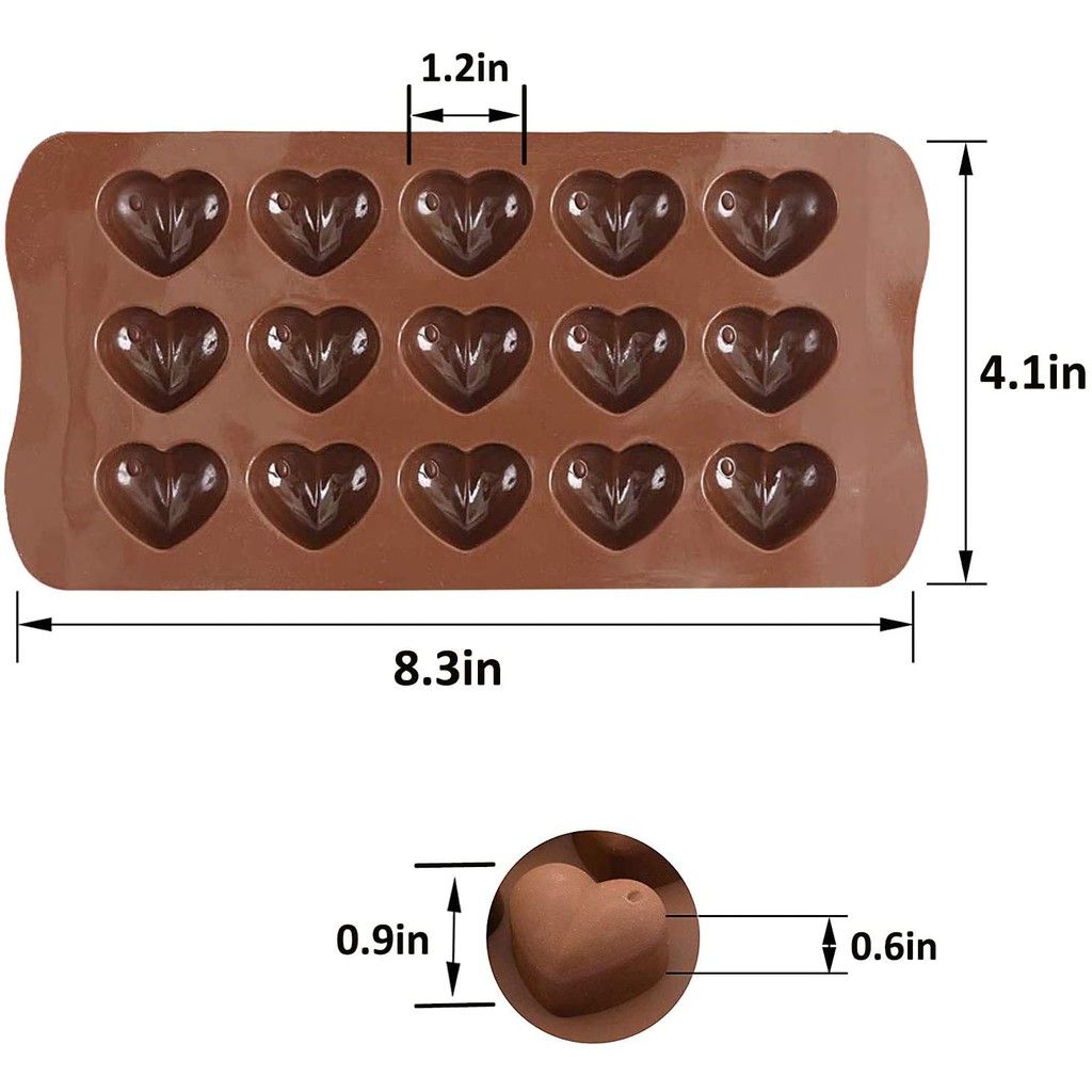 15 Cavity Dimpled Heart Shape Chocolate Mold Silicone Dimpled