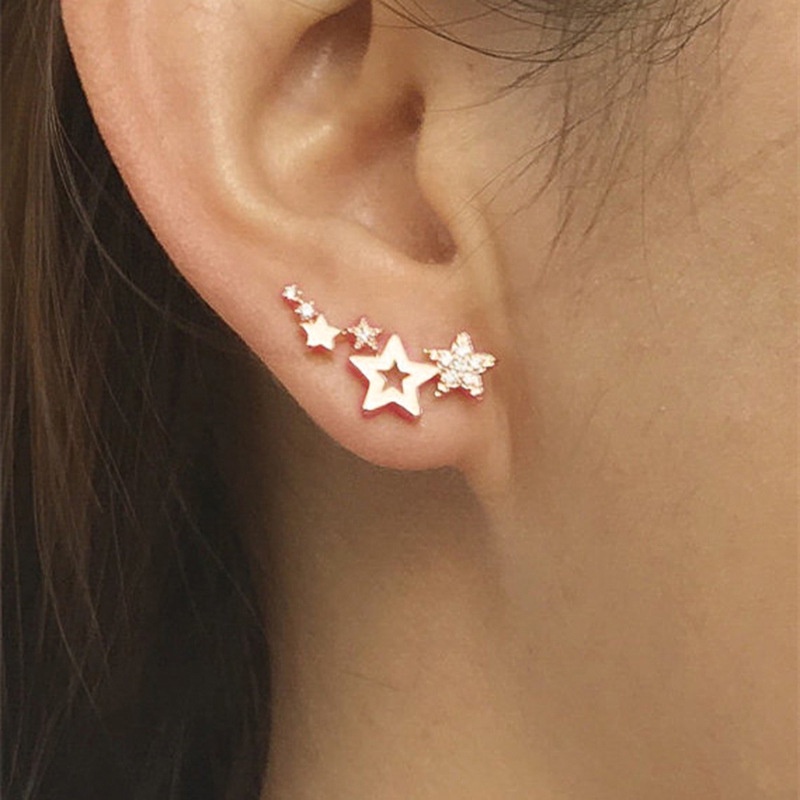 Fashion Silver Gold Color Star Stud Earrings For Women Girl Korean