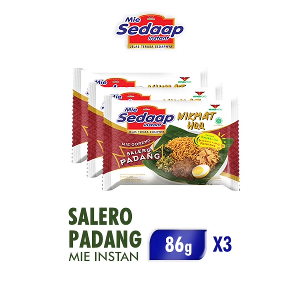 Sedaap Mie Instan Goreng Salero Padang Bag 86 gr x3