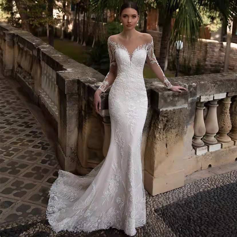 Cheap white lace 2025 wedding dress