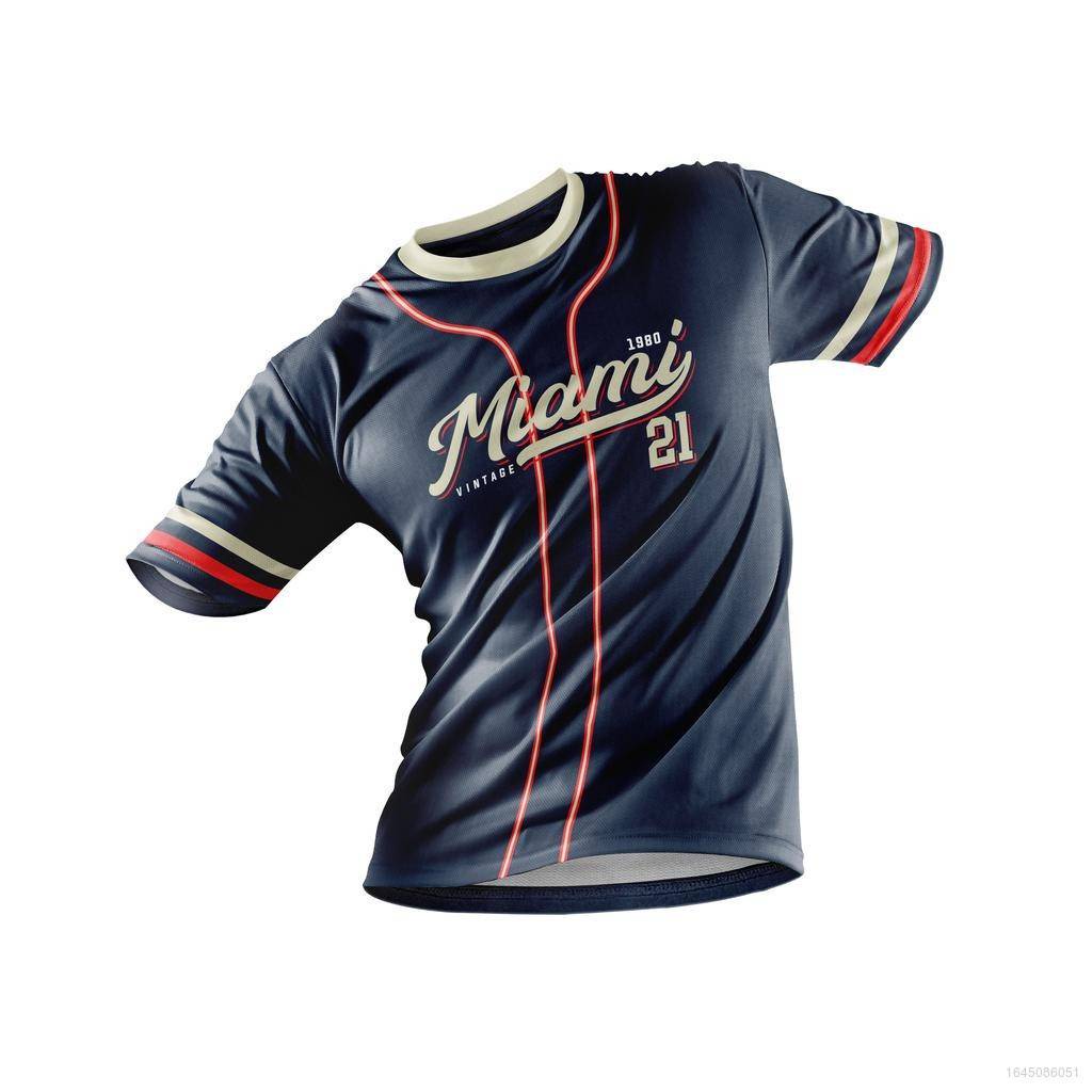 MLB Miami vintage baseball jersey short sleeve top tshirts classic