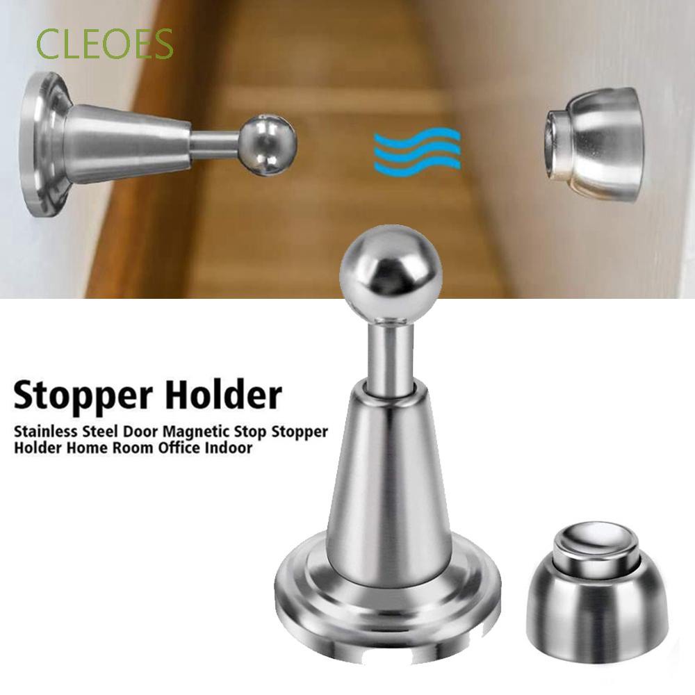 Stainless Steel Magnetic Door Stop – Floor Or Wall Mount, Modern Design, Includes Screws