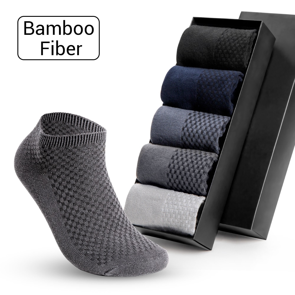 5 Pairs of Socks Men Breathable Bamboo Fiber Material for Business ...
