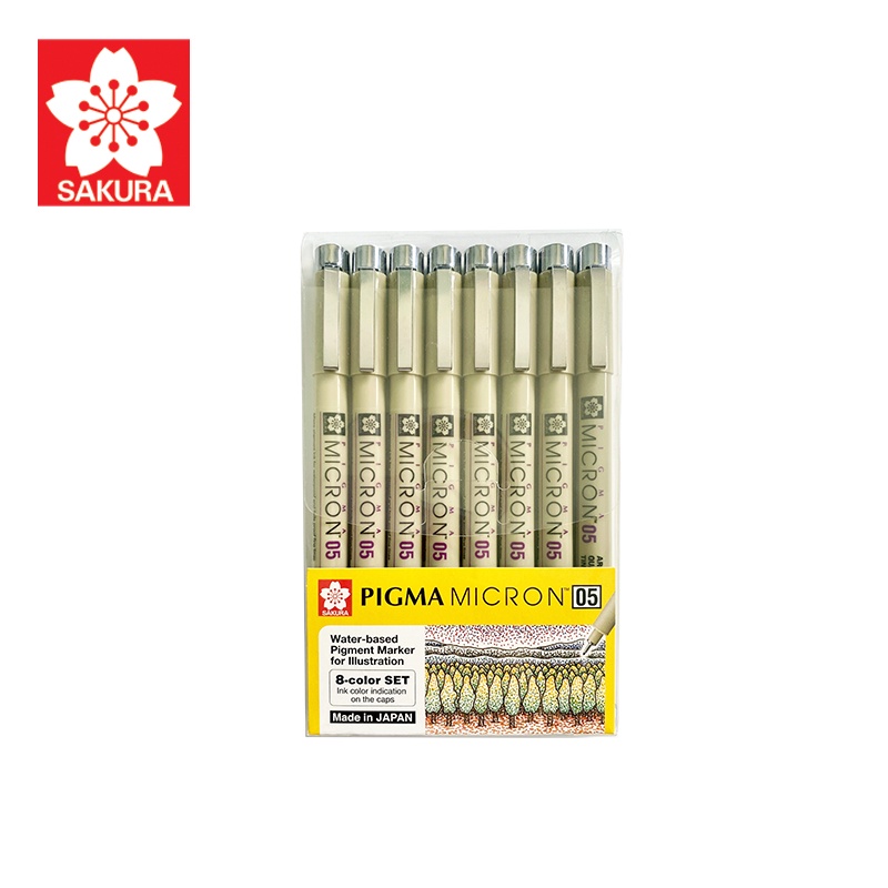 Sakura Pigma Micron 05 - Set 3 Pennarelli Calibro 0.5mm, Inchiostro Nero E Grigio, Per Disegno Tecnico E Illustrazione
