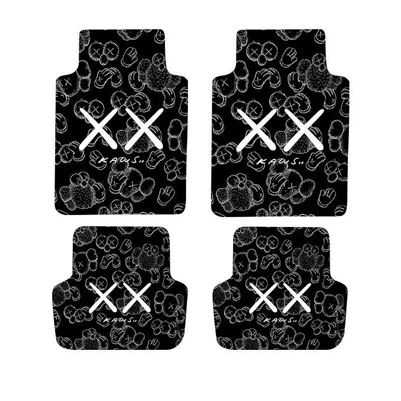 Car Foot Mat Fashion Brand Cartoon Universal Car Floor Mat Suede Fashion Four Seasons Non-Slip Washable Car Mats Car foot pad cartoon foot pad general pedal tide brand foot pad car interior
