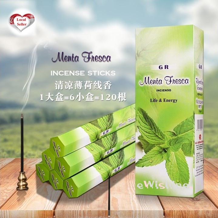 Local Seller 1 Box of Cool Mint Indian Incense Sticks (6 packets