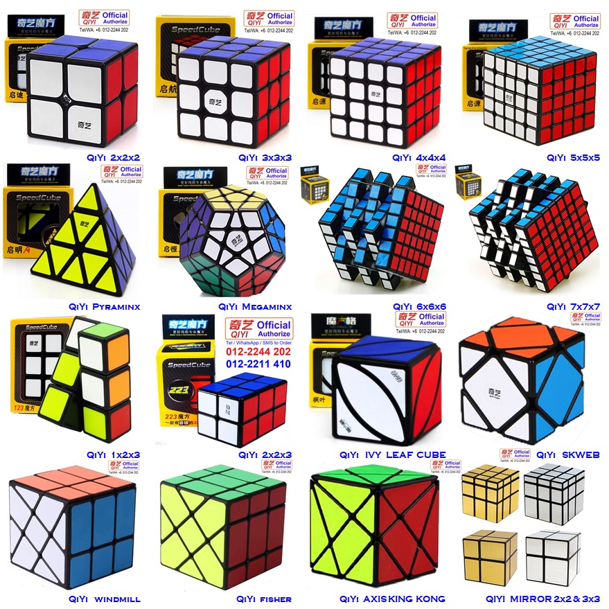 Cuber M'sia QiYi Black with Sticker 2x2 3X3 4x4 5x5 6c6 7x7 Pyraminx ...