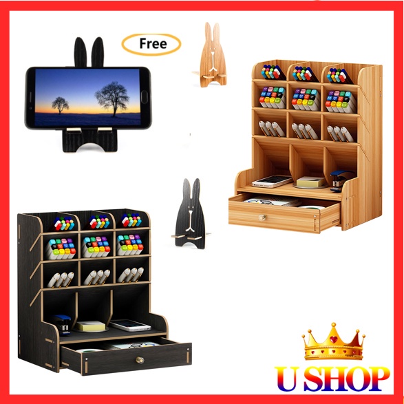 NEW Case Desk table organiser Pencil Organizer Container drawer Wooden ...