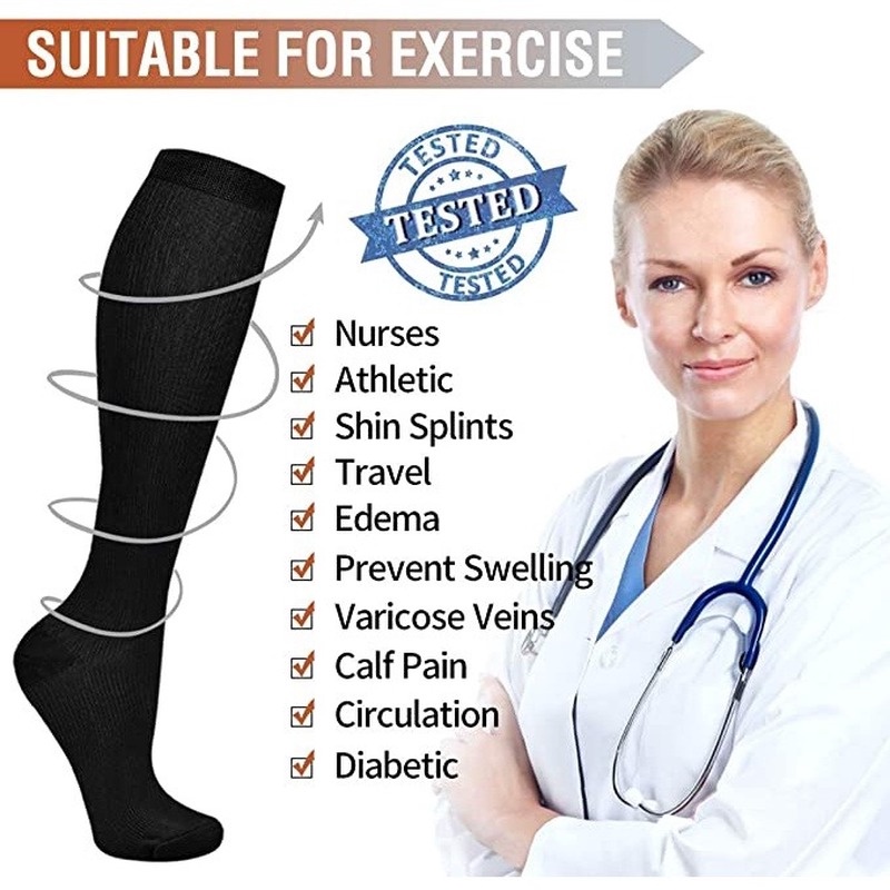 Unisex AntiFatigue Compression Socks Stockings Womens Mens Knee High