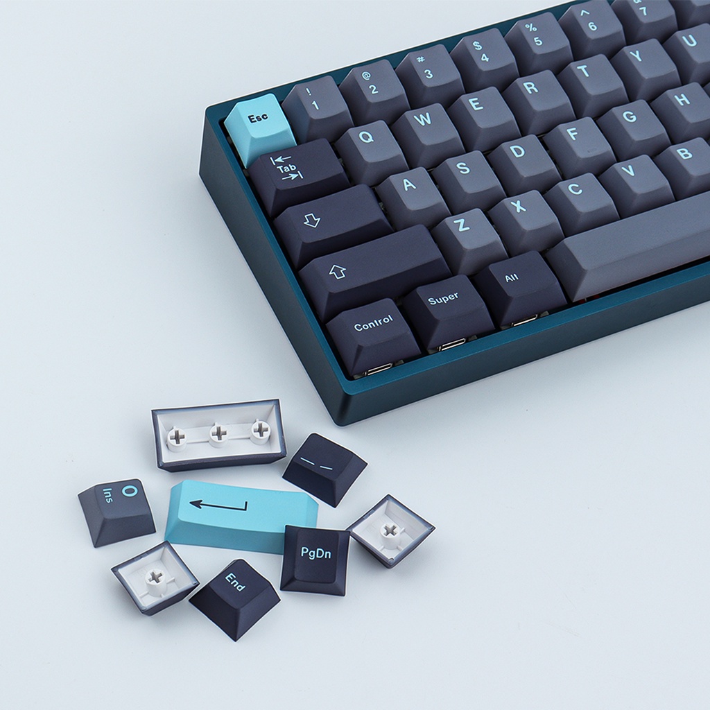 Gmk Grey Cyan Keycaps, 129 Keys Keycaps Cherry Profile Dye-sub 