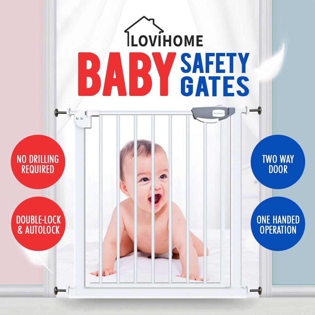 SG Baby Safety Gate Auto Lock Fence Bedroom Baby Kids Pet Dog Cat Child Door Frame Barrier HDB