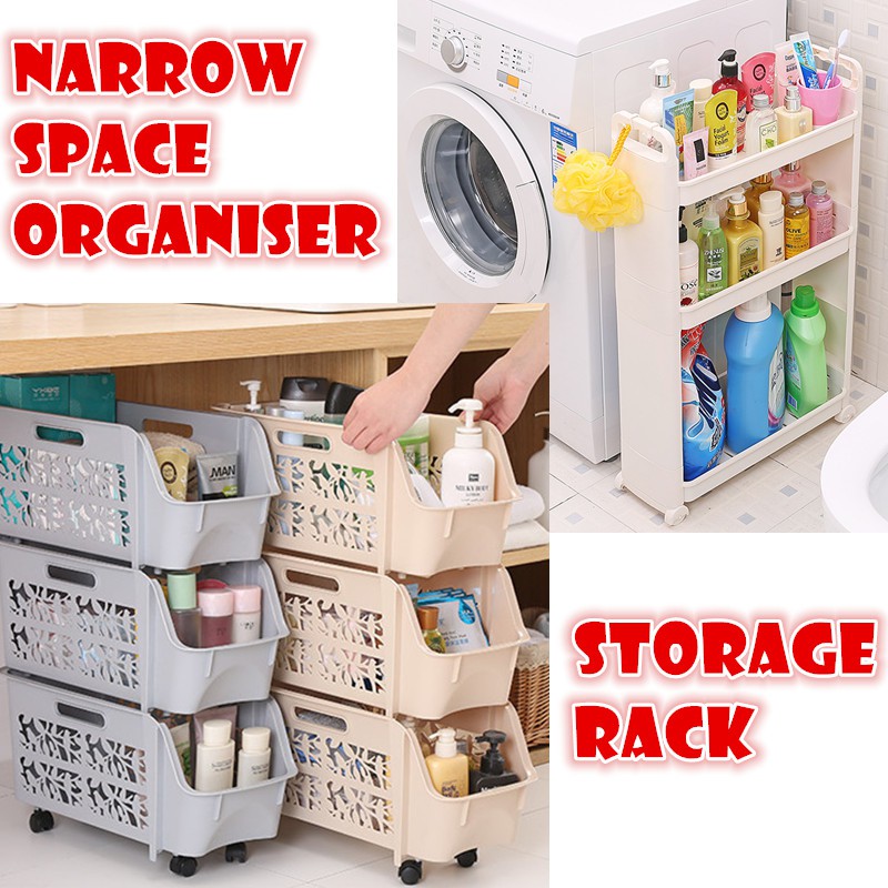 《SG Stock》Tight space storage rack/kitchen organiser/Bathroom rack ...