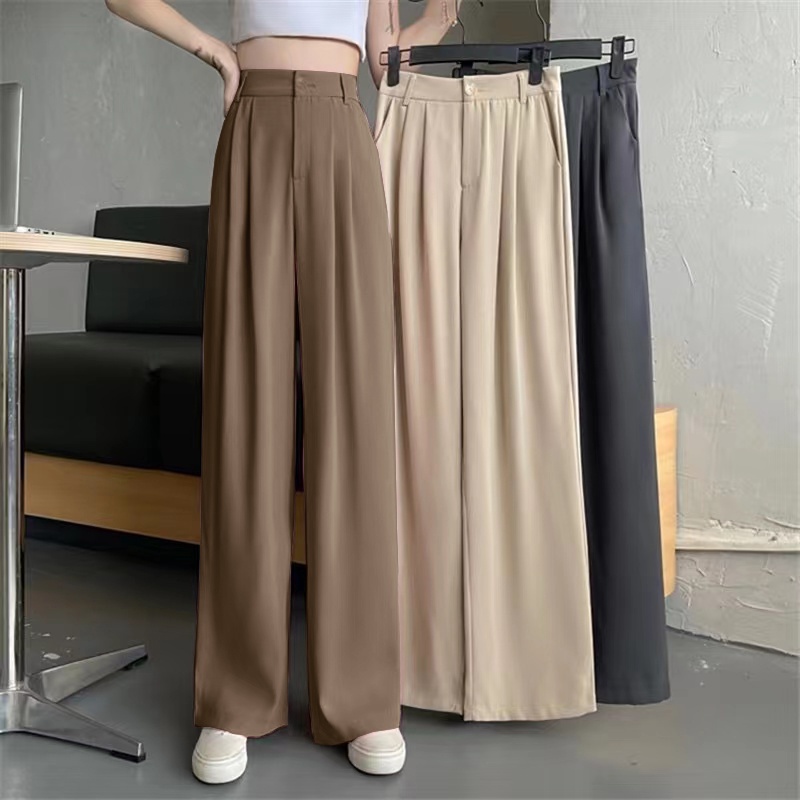 Buy Huaheng Women Casual Wide Leg Pants Korean Style Loose High