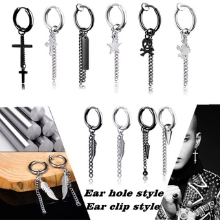 1pc Men'S Stainless Steel Necklace Chain Pendant Fashionable And Simple  Clip-On Earring
