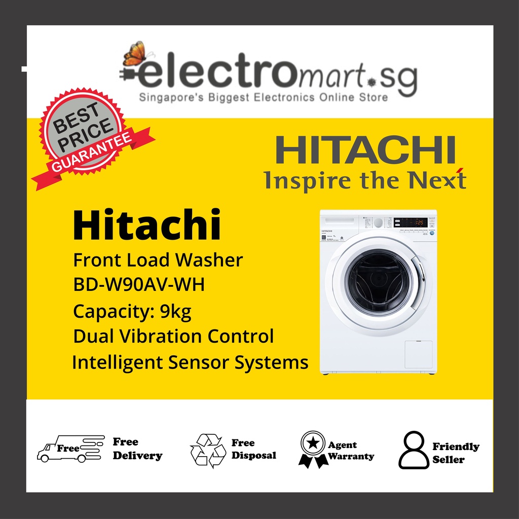 Hitachi BDW90AVWH Front Load Washer (9kg) Shopee Singapore