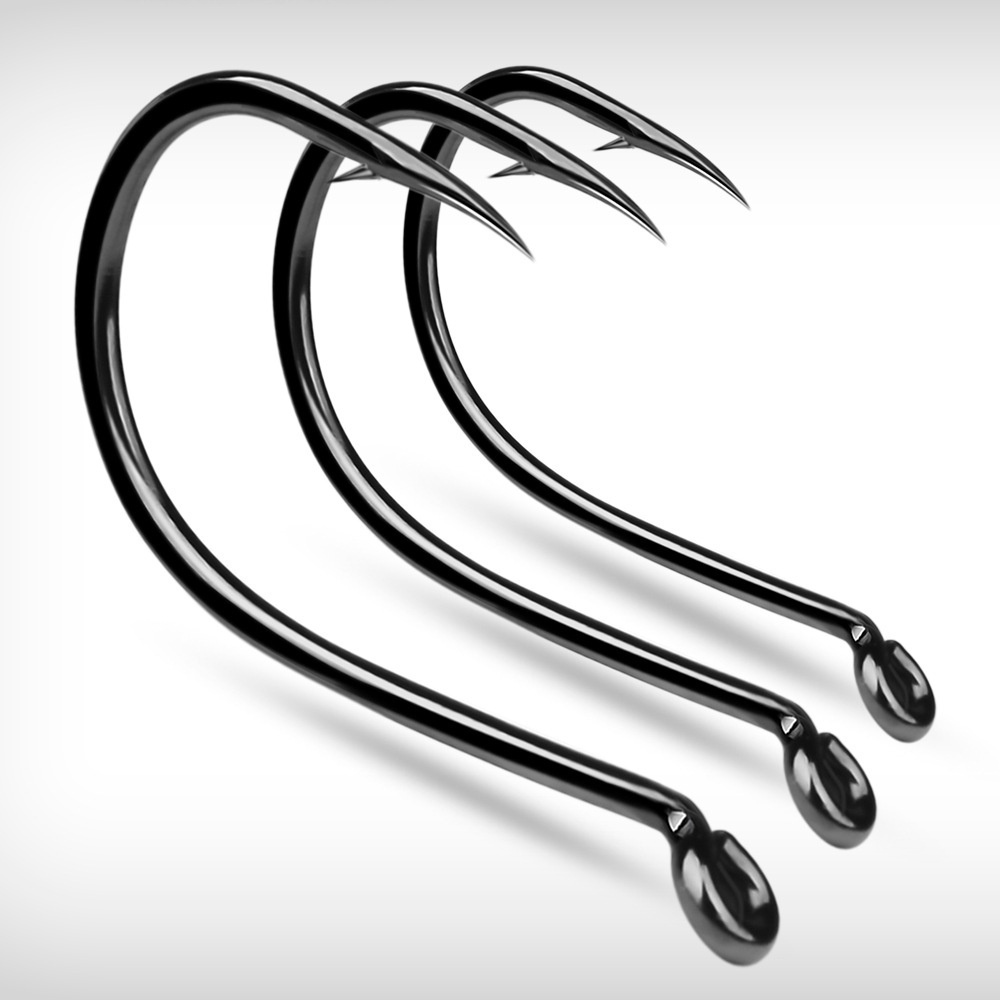 [TTFF] High Carbon Steel Octopus Hook with Loop with Hole Crooked Mouth ...