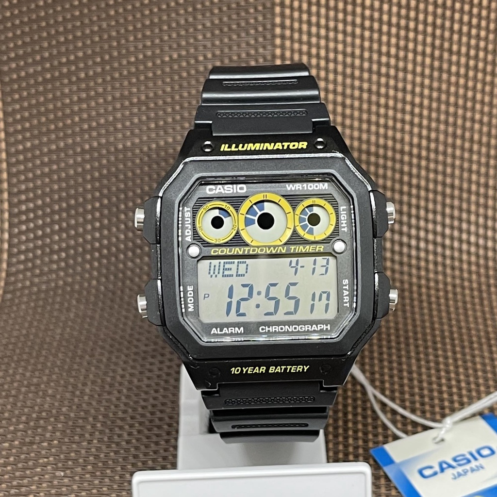 [Original] Casio AE1300WH1A Digital Light Stopwatch Black Resin Watch
