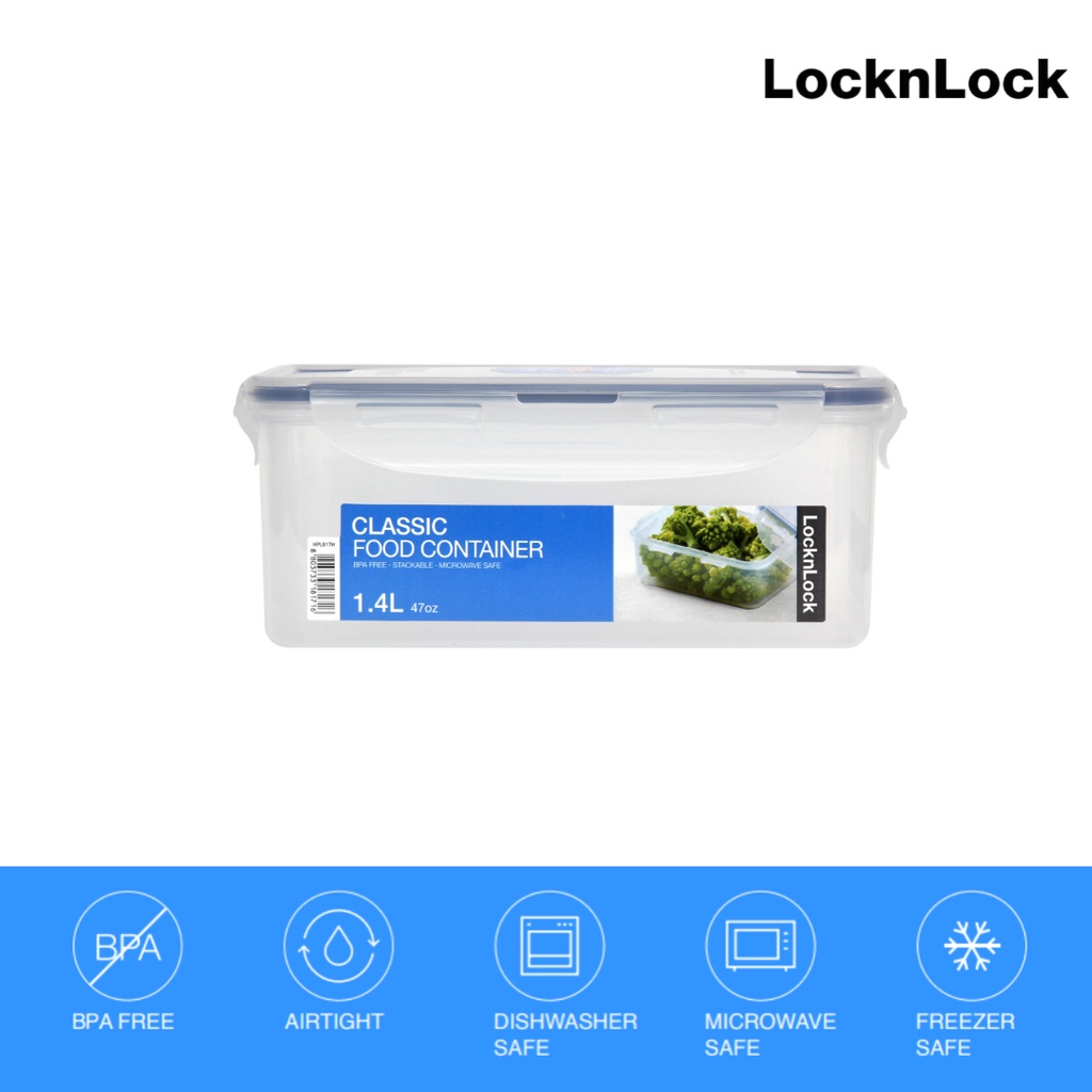 LocknLock Official Classic Food Container 1.4L Rectangular (HPL-817H ...