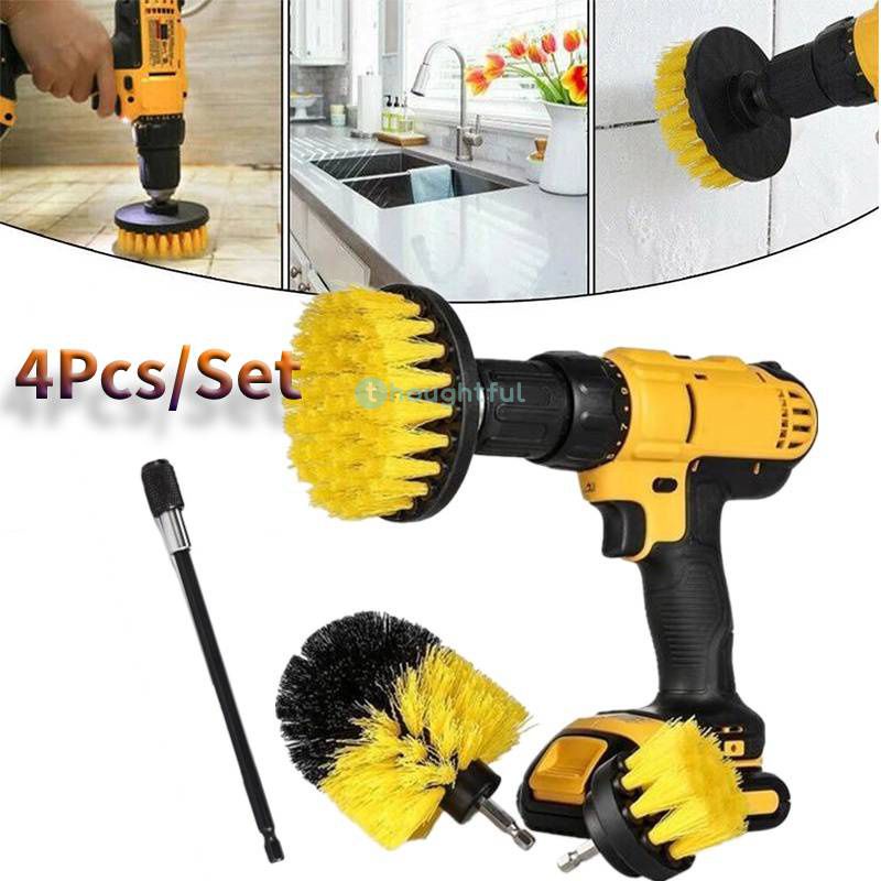 4pcs/set Drill Brush Cleaner Kit Power Scrubber For Cleaning Bathtub
