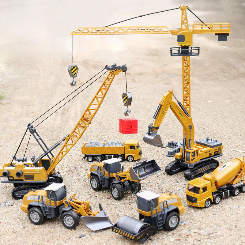 Construction Trucks Crane Excavator Toy Alloy Metal Diecast Engineering ...