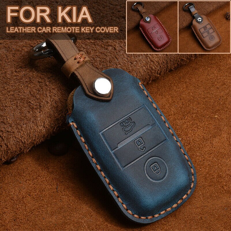 Leather Key Cover Case Remote Shell Fit For Kia Picanto Forte Niro 