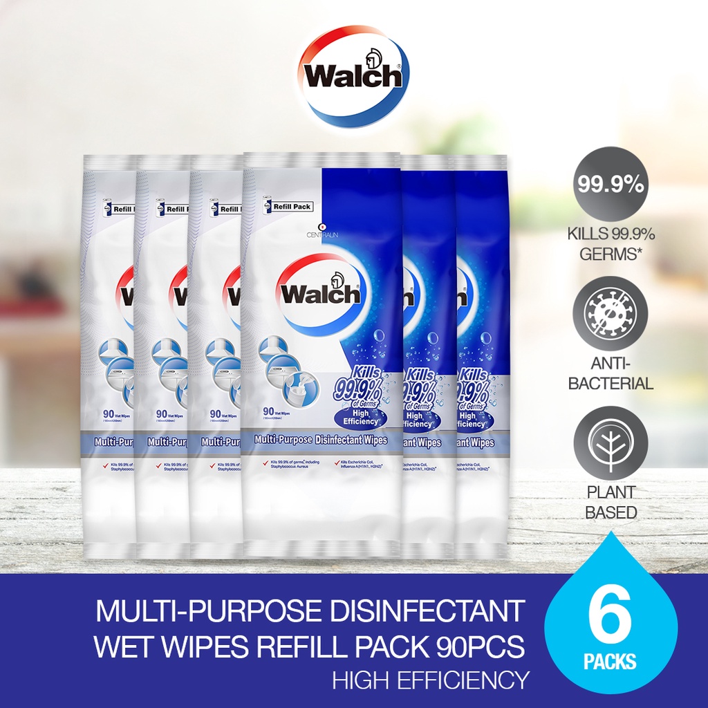 Walch® Multi-Purpose Disinfectant Wet Wipes Refill 90pcs x 6 Packs ...