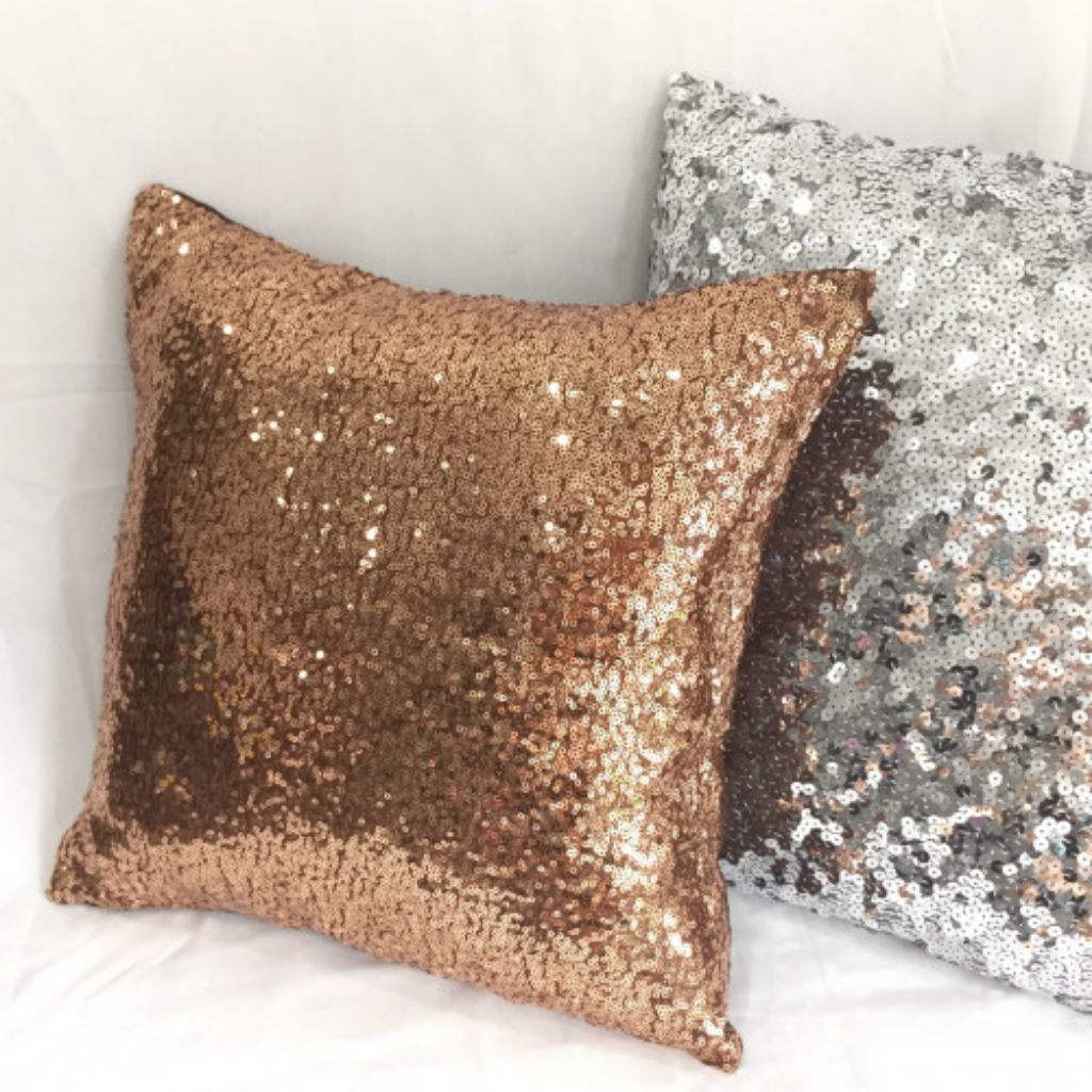 Sparkly Copper Bronze Sequins Embellished Cushion Cover. 16inch Bling Pillow Case. Modern Home Decors Shopee Singapore