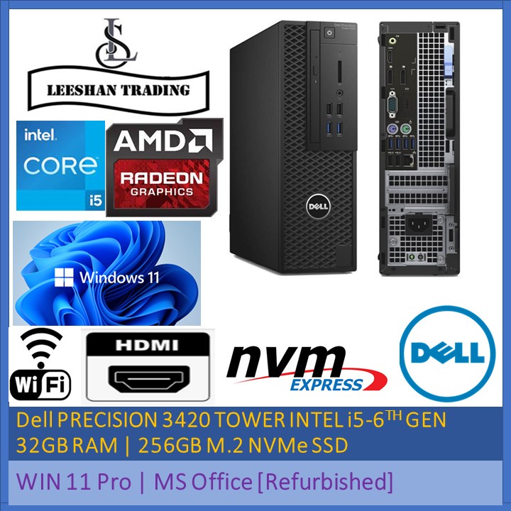 Dell PRECISION 3420 TOWER SFF i56TH GEN 32GB DDR4, 256GB NVMe SSD AMD