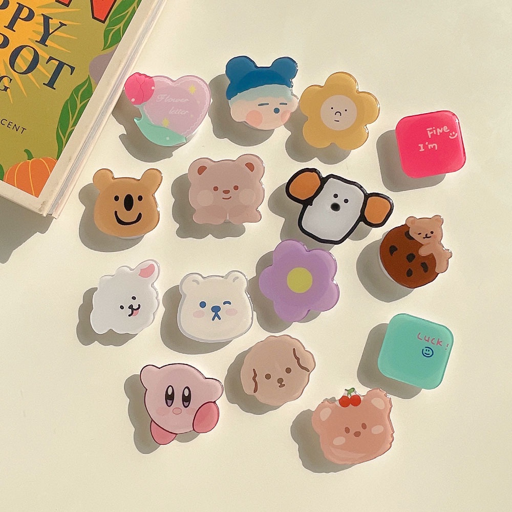 ins style Handphone bracket Korean cute cat bear creative flowers cartoon animal Heteromorphic heart ghost folding portable phone holder suit for phone case