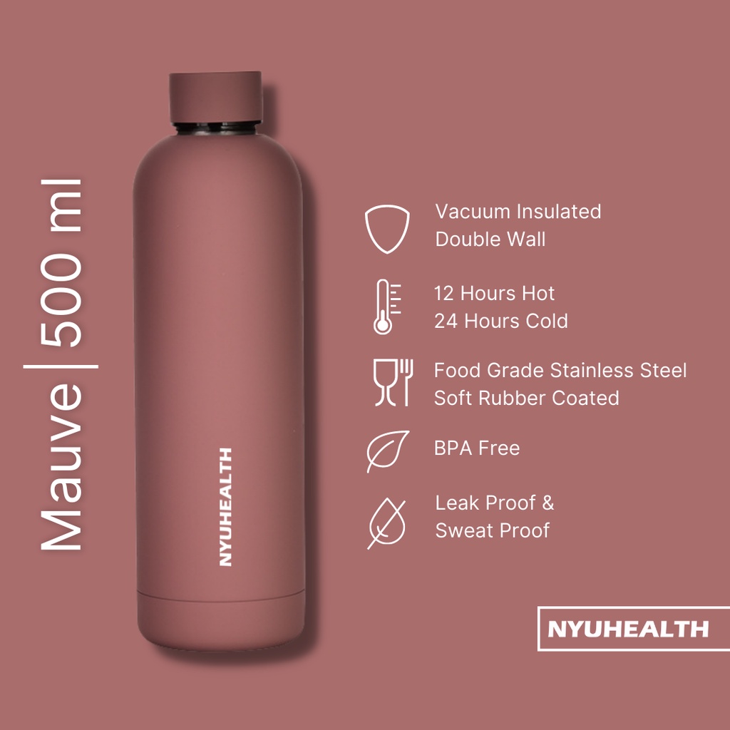 Nyuhealth Botol Minum Tumbler Stainless Steel Termos Warna Mauve 500 ml