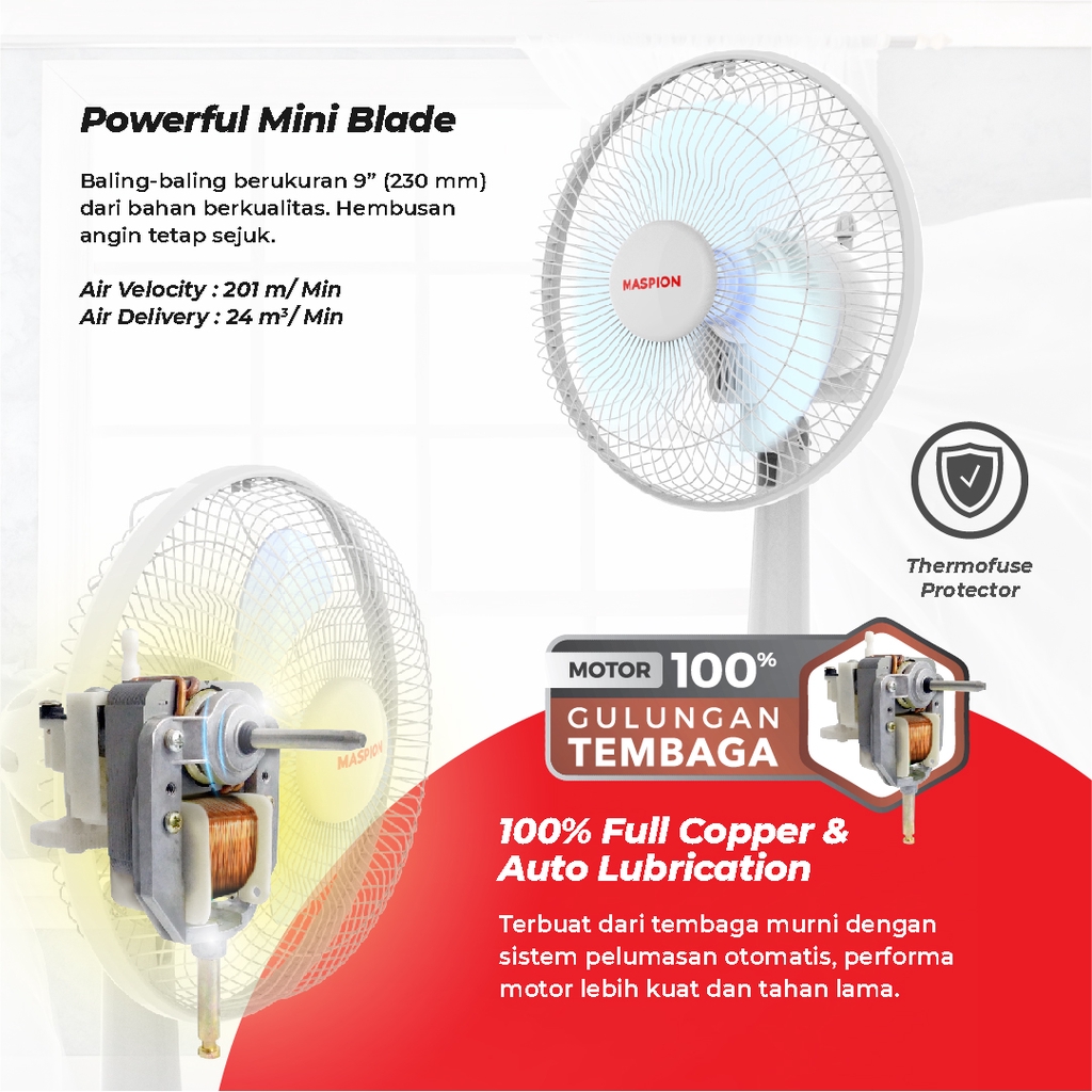 Maspion Kipas Angin Meja Desk Fan 9 Inch F-23 DE - Gambar 3