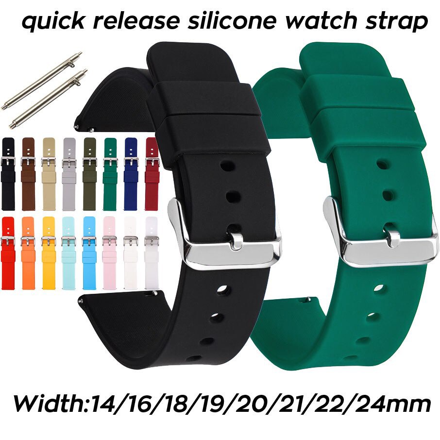 Quick Release Silicone Watch Strap 14mm 16 18 19 20mm 21 22mm 24mm Waterproof Soft Rubber Watch 8457