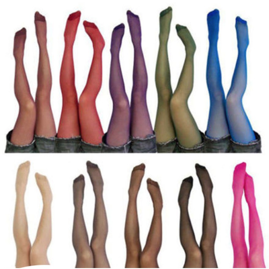 Sheer Colored Pantyhose Full Waist to Foot Nylon Stockings | Shopee ...