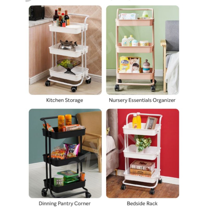 Kitchen racks 3 layers trolley storage racks | Shopee Singapore