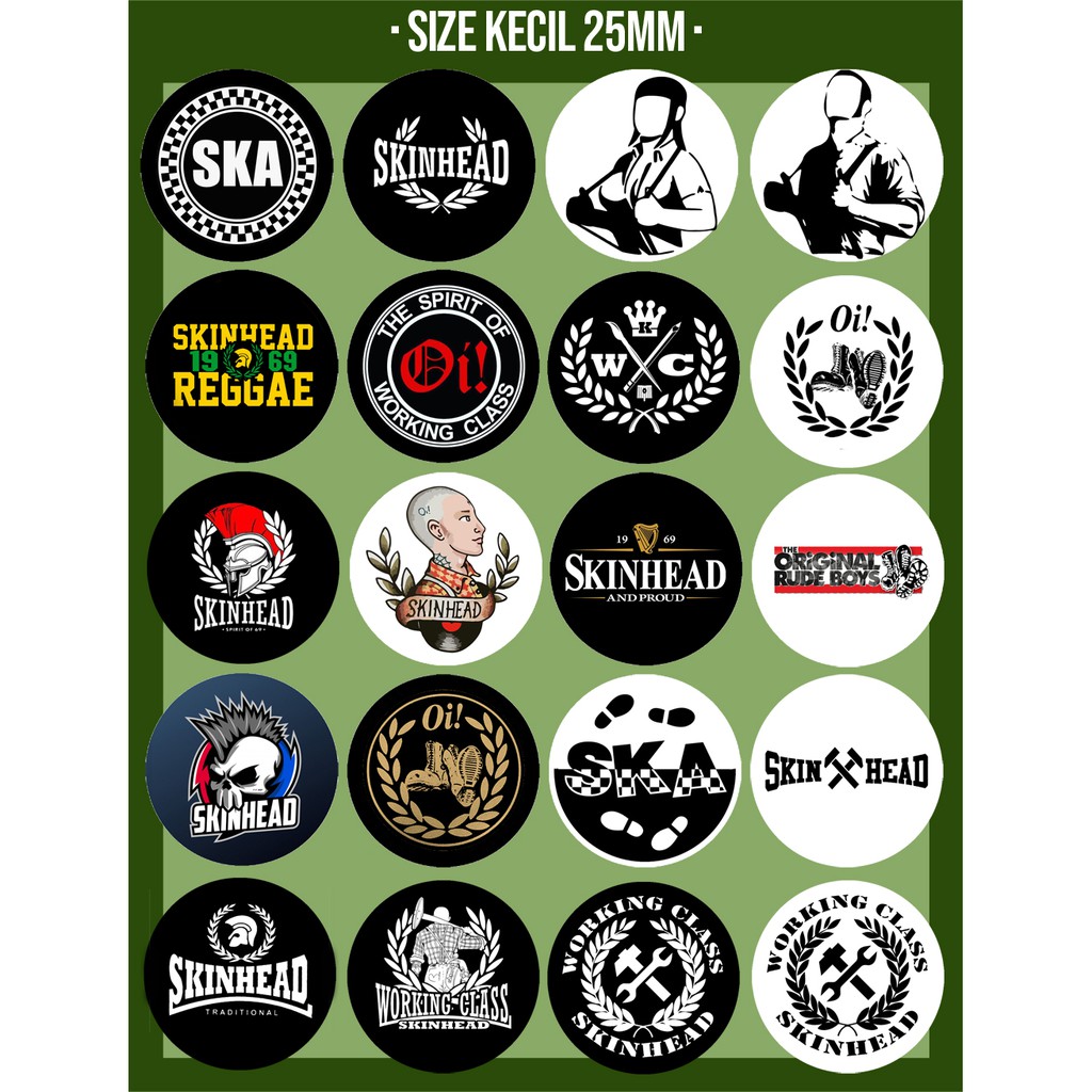 25mm) Button Badge Skinhead Ska Oi Punk l Small Size l Kici l Part