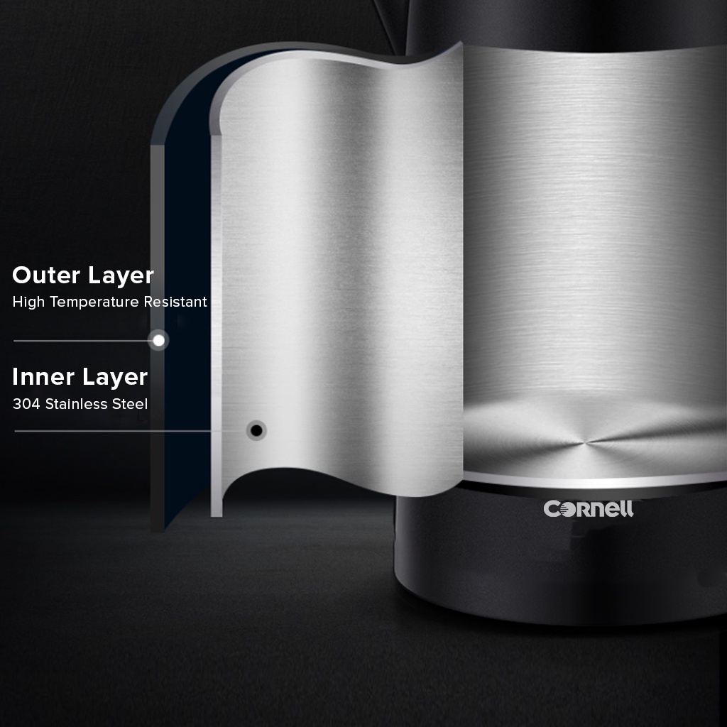 Cornell Cool Touch Double Wall Cordless Kettle with full