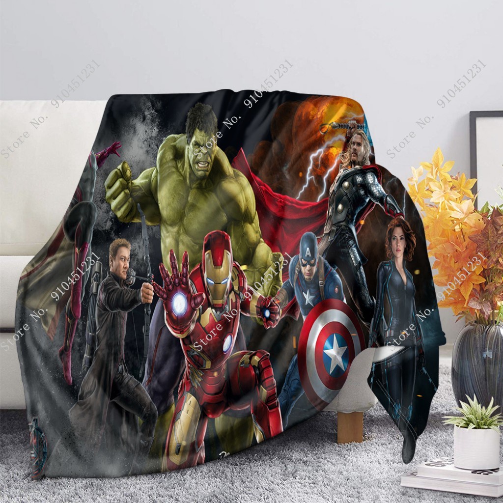 Captain America Blanket The Avengers Iron Man Hulk Thor Thows Couch Quilt Cover Bedding Boys Kids