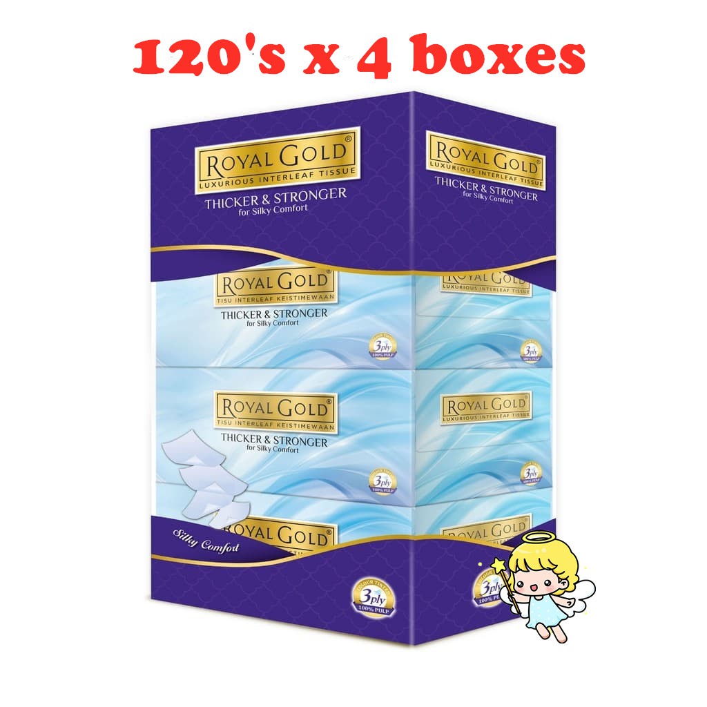 Royal Gold Luxurious Facial Tissue (4 Boxes x 120's) | Shopee Singapore
