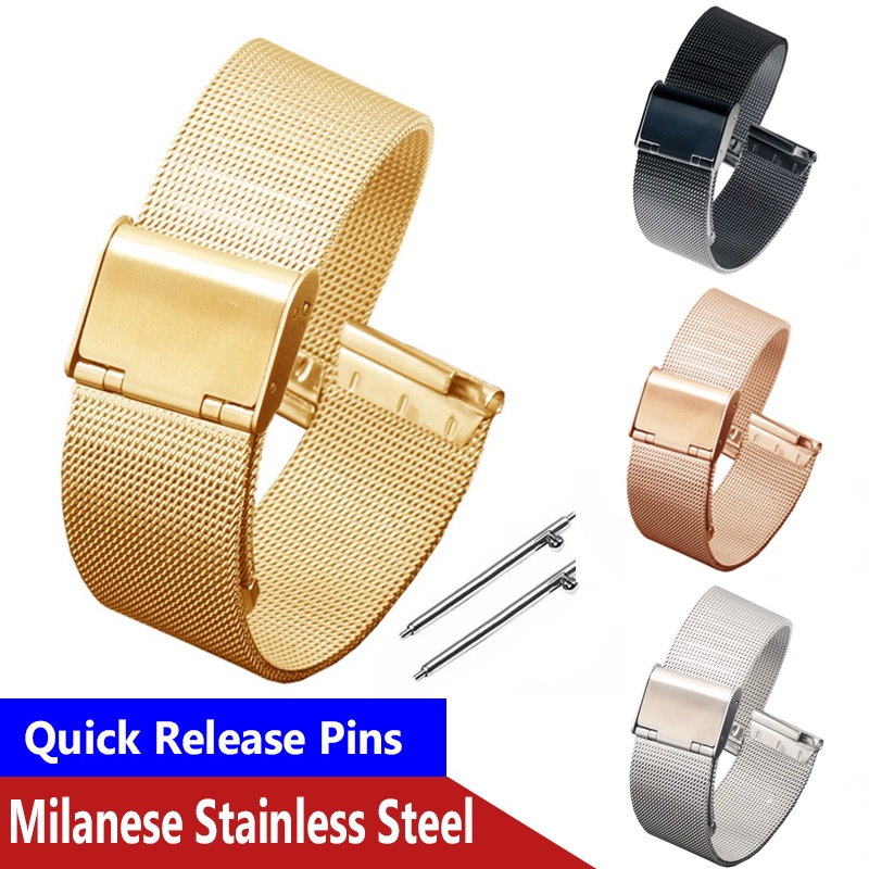 18 20 22mm Milanese Stainless Steel Bracelet Strap Watch Band Quick Release Watch Replacement Band 0.4 Mesh Wristband