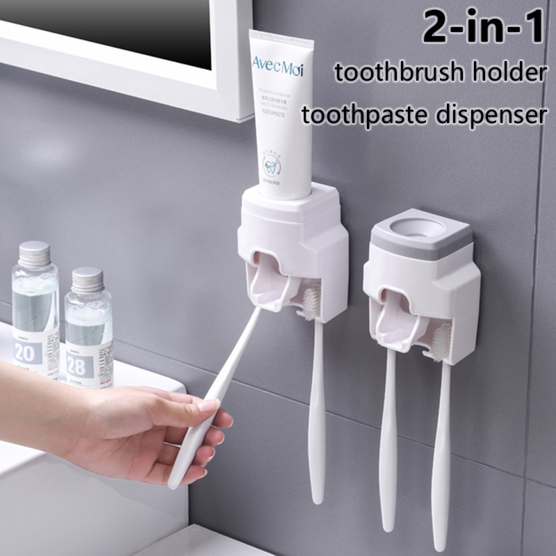Automatic Dispenser Wall Mount Toothbrush Holder Lazy Toothpaste ...