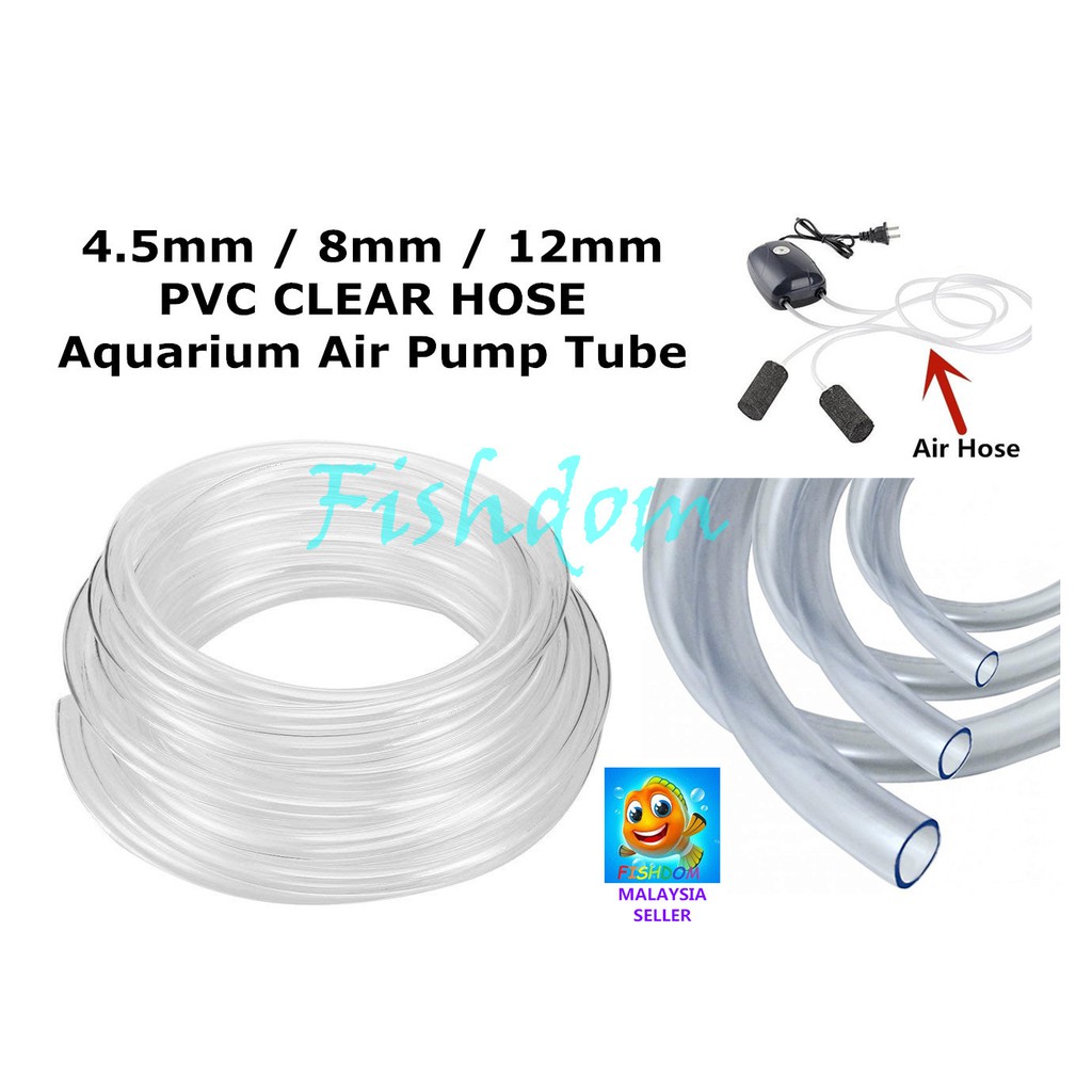 4.5mm 8mm 12mm Aquarium Air Pump Tube PVC Hose Pipe Fish Tank Air Pump Oxygen Tubing Water Shopee Singapore