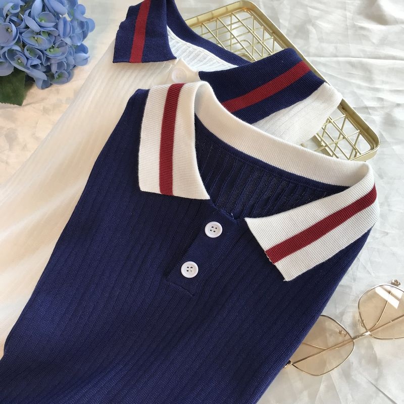 Office Ladies Lapel Polo Shirt Short Sleeve Tops Women's Turndown collar T-shirt  Clothing