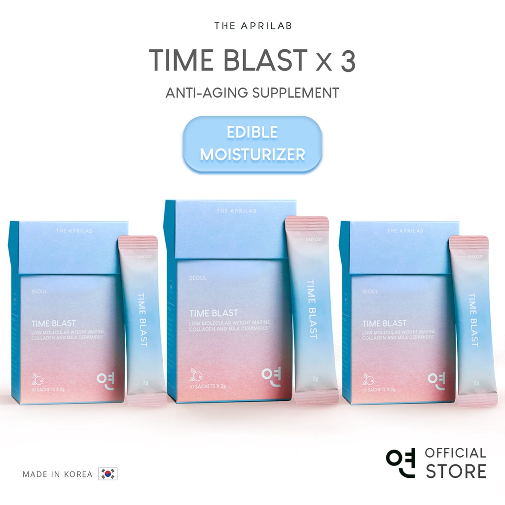 THE APRILAB | Time Blast — Korean Marine Collagen & Milk Ceramides (Beauty Supplement Powder) (THREE PACK) 1 Month Supply — Anti-Aging, Moisturizing
