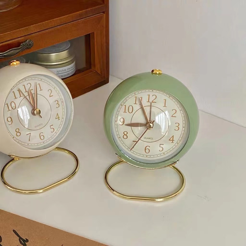 Girly Studio SG Stock Nordic Vintage Analog Alarm Clock Beside Table Desk Quartz Clock