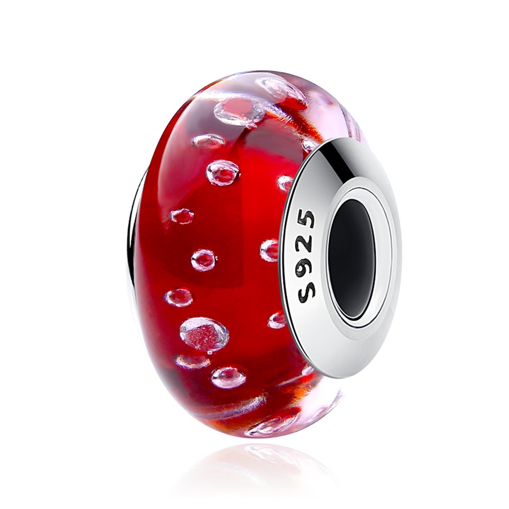 Fiamma Ruby Red Murano Bracelet with Elegant Gold Bead Bracelet