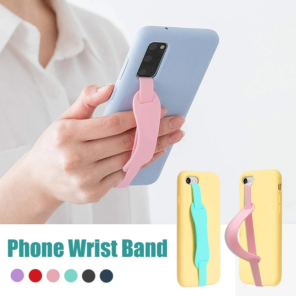 1 Pc Universal Mobile Phone Silicone Wristband Strap / Prevent Falling Phone Grip Holder / Slim Elastic Finger Ring Holder Band For Most Smart Phone