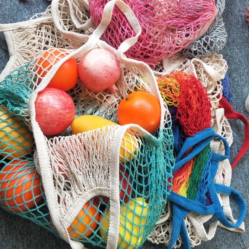 2pcs Portable Reusable Grocery Bags for Fruit Vegetable Bag Cotton Mesh ...