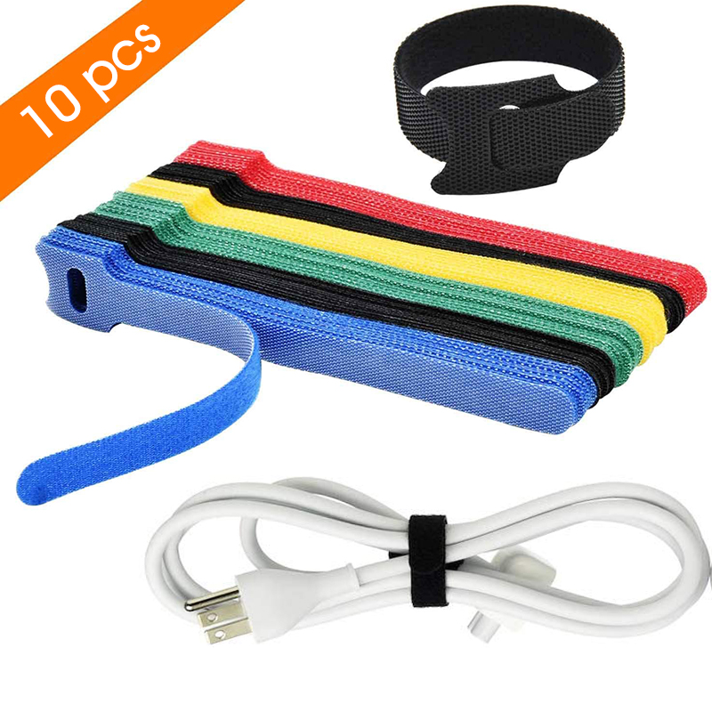 10-Pack Reusable Velcro Cable Ties Fasteners for Cable Management ...