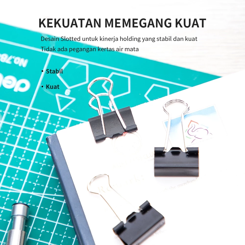Deli Binder Clip 19Mm bebas karat dilapisi oleh eletroforesis (107) E38565 - Gambar 4